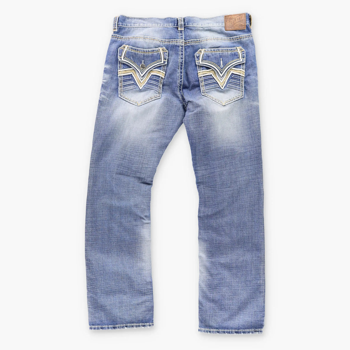 Vintage AFFLICTION Y2K 'Blake' Embroidered Faded Blue Jeans (38)