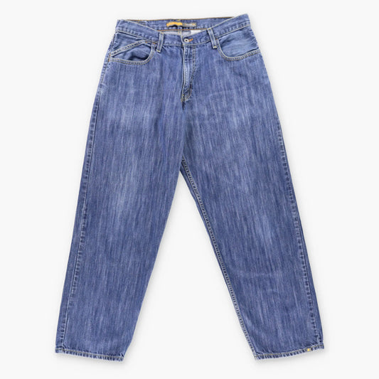 Vintage SILVER TAB LEVI'S Baggy Yellow Stitch Blue Jeans (34 x 34)