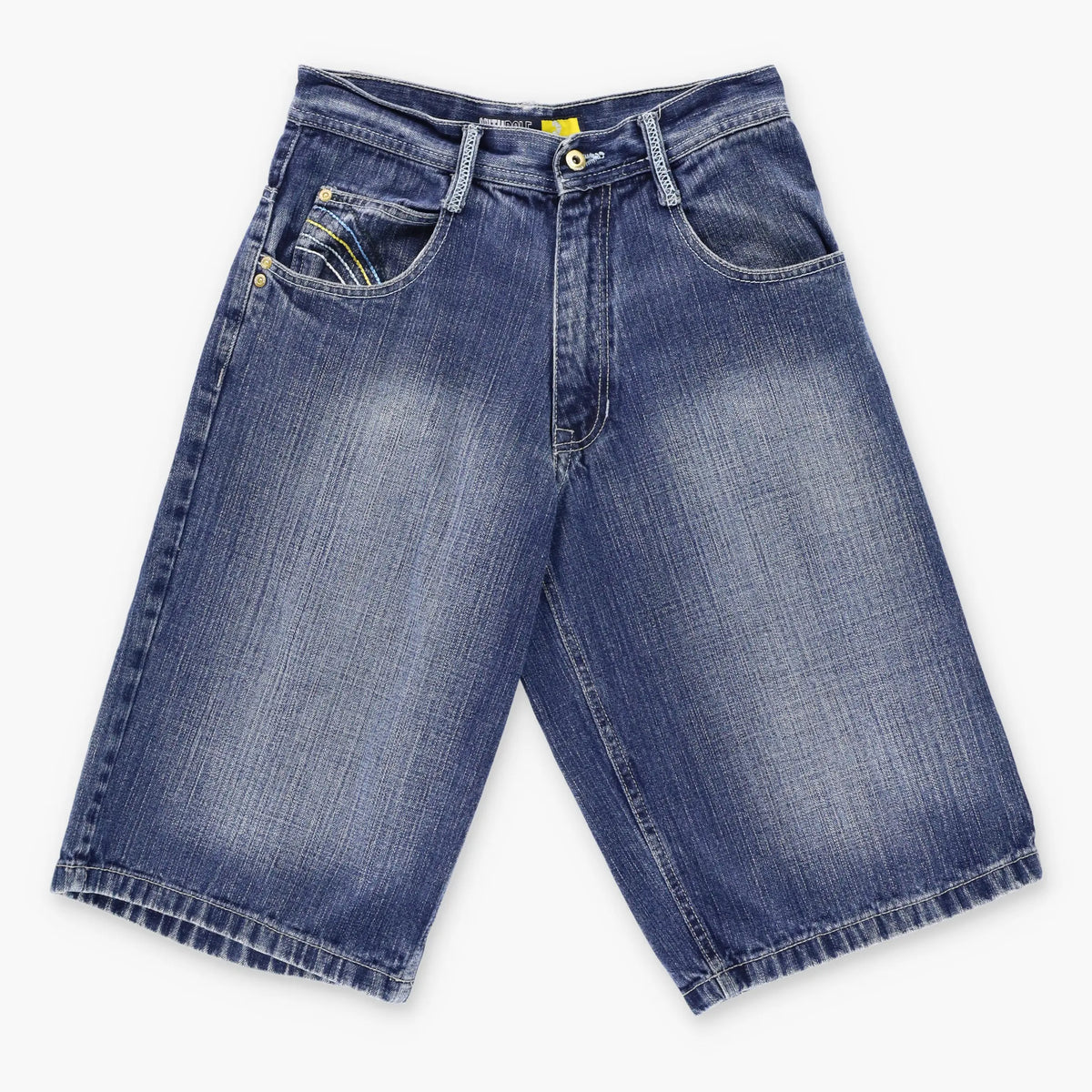 Vintage Y2K SOUTHPOLE Cool Tone Embroidered Pocket Jorts Faded Blue Jean Shorts (29)