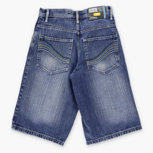 Vintage Y2K SOUTHPOLE Cool Tone Embroidered Pocket Jorts Faded Blue Jean Shorts (29)