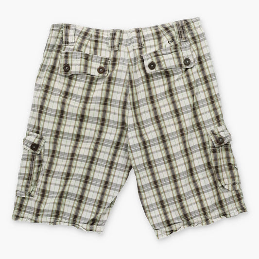 Vintage GUESS Y2K Embroidered Plaid Jorts Green & Brown Pocket Shorts (34)