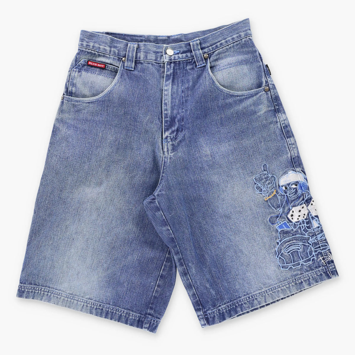 Vintage BLUE BAY Y2K Embroidered Dice Pocket Jorts Carpenter Denim Shorts (30)