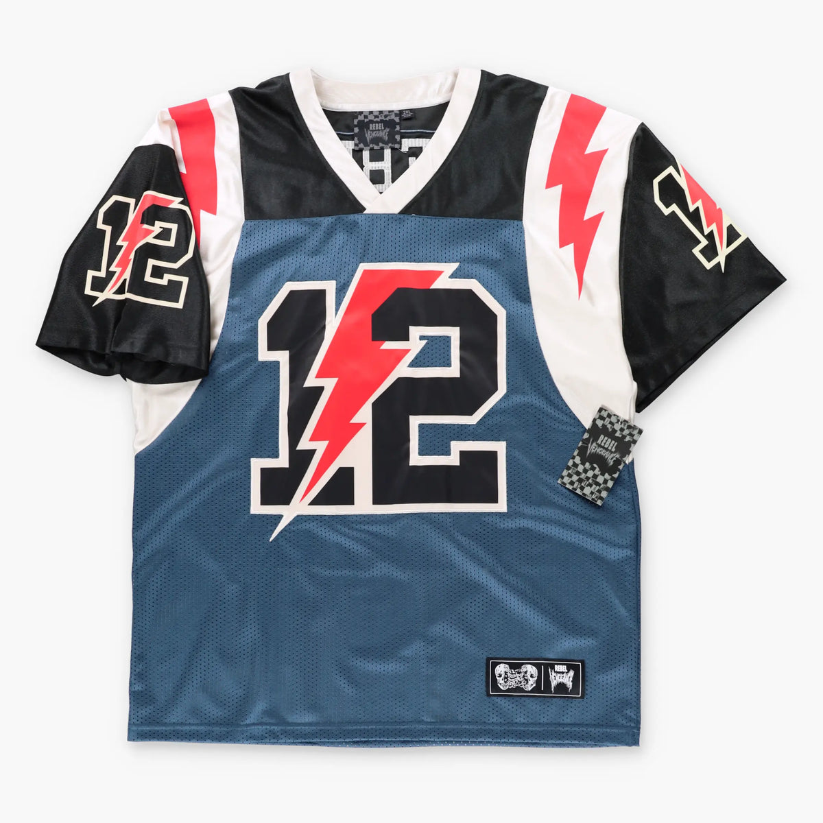 REBEL VENGEANCE #12 Lightning Bolts Blue And Black Jersey With Original Tag (XXL)
