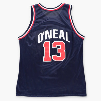 Vintage CHAMPION Navy Blue "USA Basketball" #13 O'Neal Olympic Jersey USA Made (XL TALL)