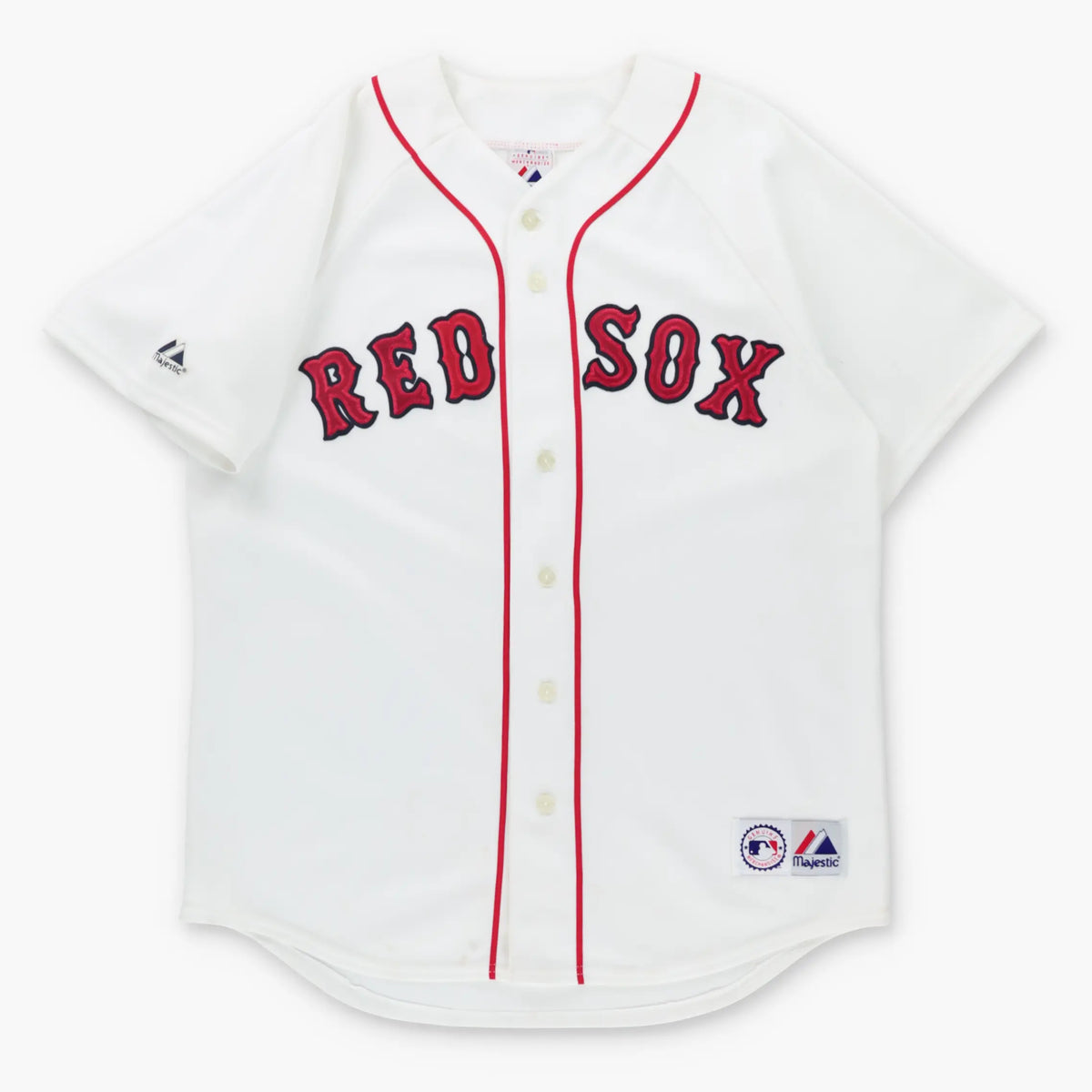 Vintage 90s MLB Boston Red Sox Spell Out Logo Patch USA Made Baseball Jersey (L)