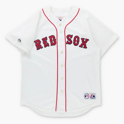 Vintage 90s MLB Boston Red Sox Spell Out Logo Patch USA Made Baseball Jersey (L)