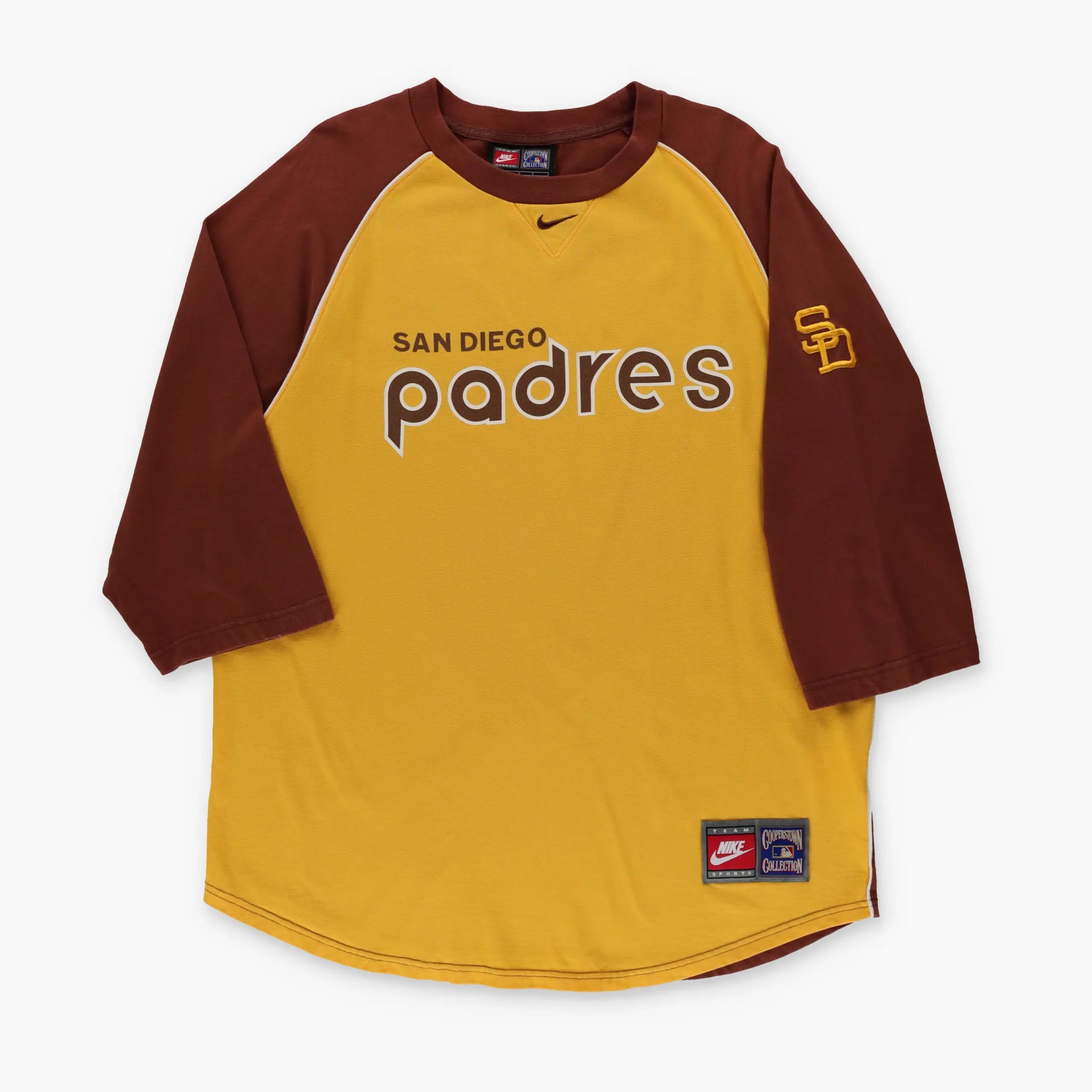NIKE San Diego Padres Embroidered Centre Swoosh Korean Made MLB Raglan Tee (L-XL) - Vintage Sole Melbourne