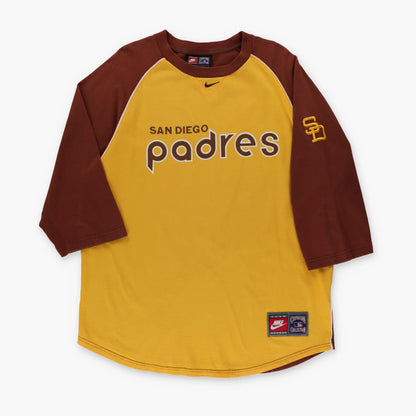 NIKE San Diego Padres Embroidered Centre Swoosh Korean Made MLB Raglan Tee (L-XL) - Vintage Sole Melbourne