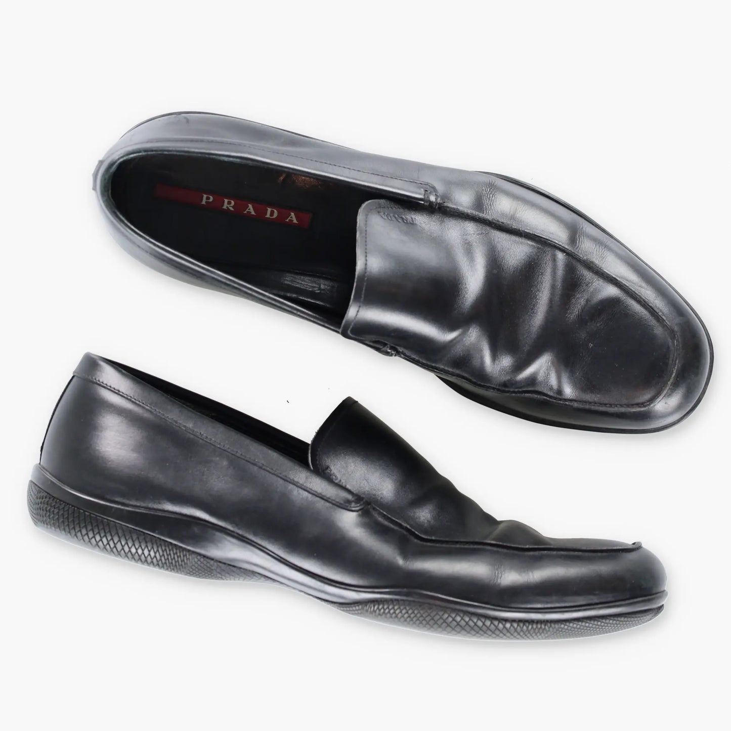 PRADA Sport Slip On Black Leather Loafers (Men's 9.5) - Vintage Sole Melbourne