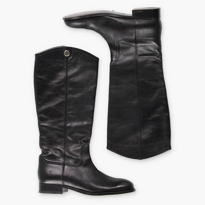 FRYE 'Melissa' Button Tall Black Leather Riding Boots (Women's 7.5) - Vintage Sole Melbourne