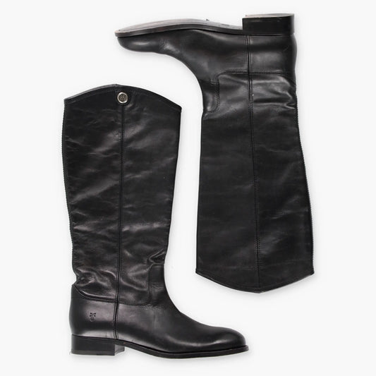 FRYE 'Melissa' Button Tall Black Leather Riding Boots (Women's 7.5) - Vintage Sole Melbourne