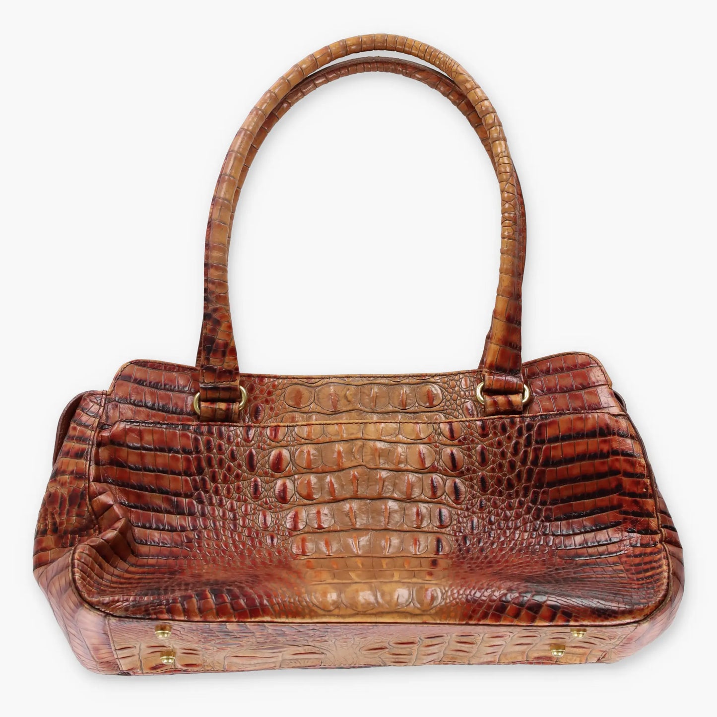 BRAHMIN Vintage 'Kirby' Crocodile Embossed Toasted Almond Leather Shoulder Bag