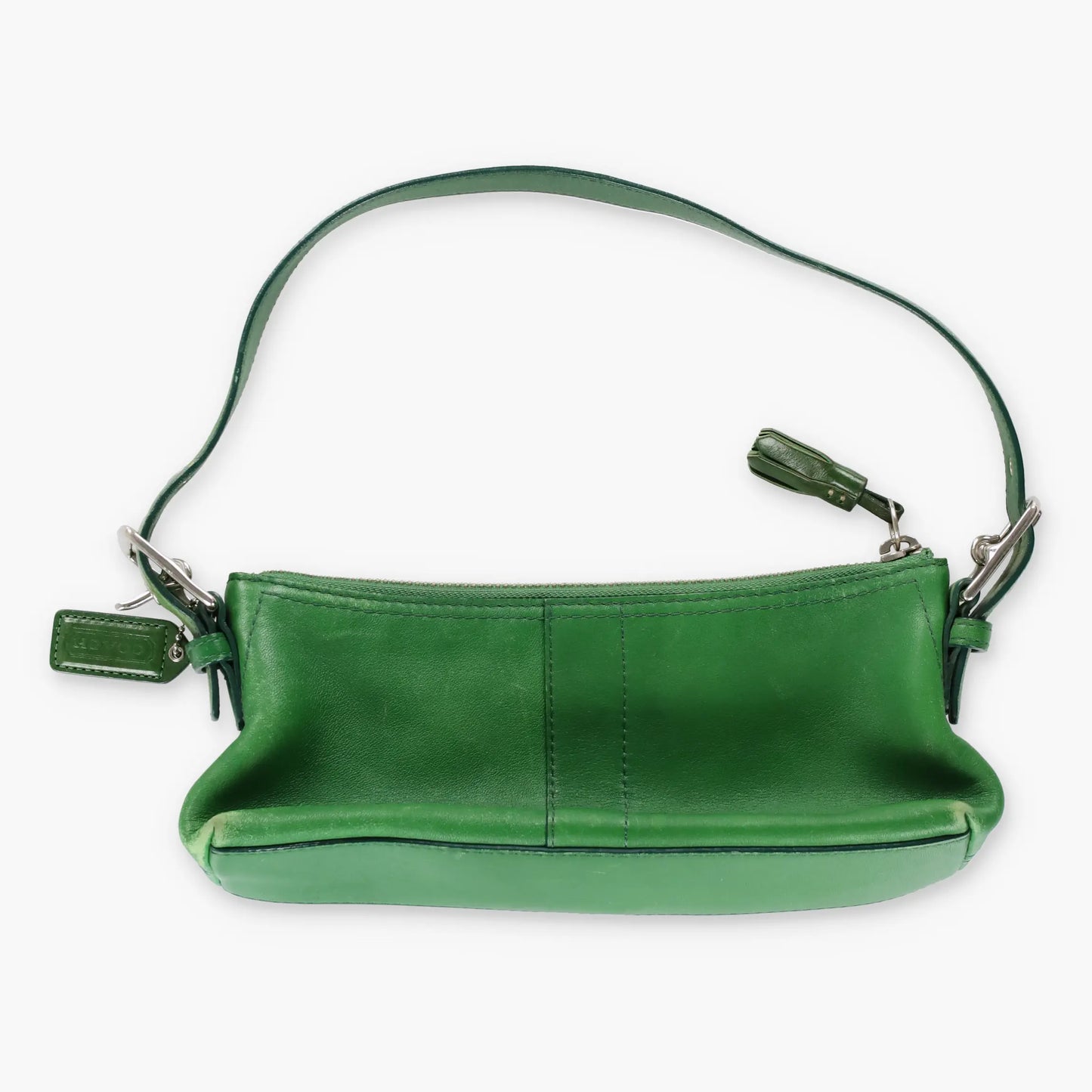 COACH 7461 Vintage Hampton Mini Demi Baguette Kelly Green Leather Bag