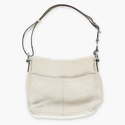 COACH Y2K F14896 'Chelsea Flap' Leather Turnlock White Satchel Bag