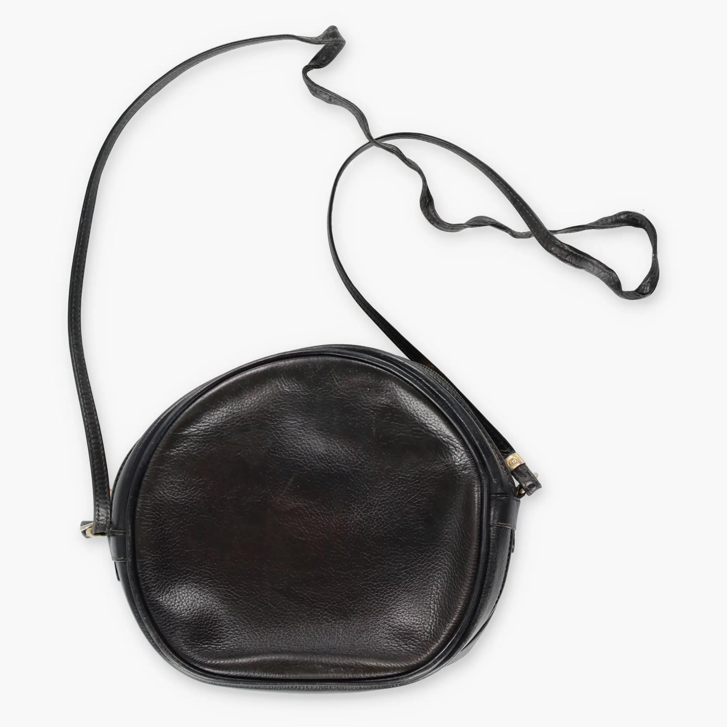 GUCCI Micro Logo Pebbled Leather Round Black Crossbody Bag
