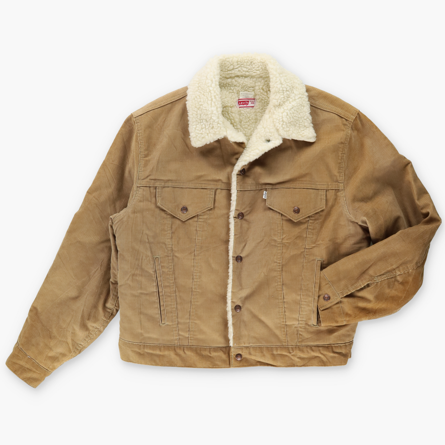 LEVI'S 80s Corduroy Sherpa Lined Tan Brown USA Made Jacket (M)