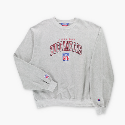 CHAMPION Tampa Bay Buccaneers NFL Embroidered Grey & Red Sweatshirt (L)