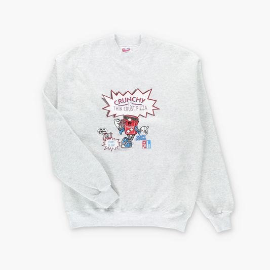 Domino's Pizza "Crunchy Thin Crust Pizza" HANES Heather Grey Sweatshirt (XL)