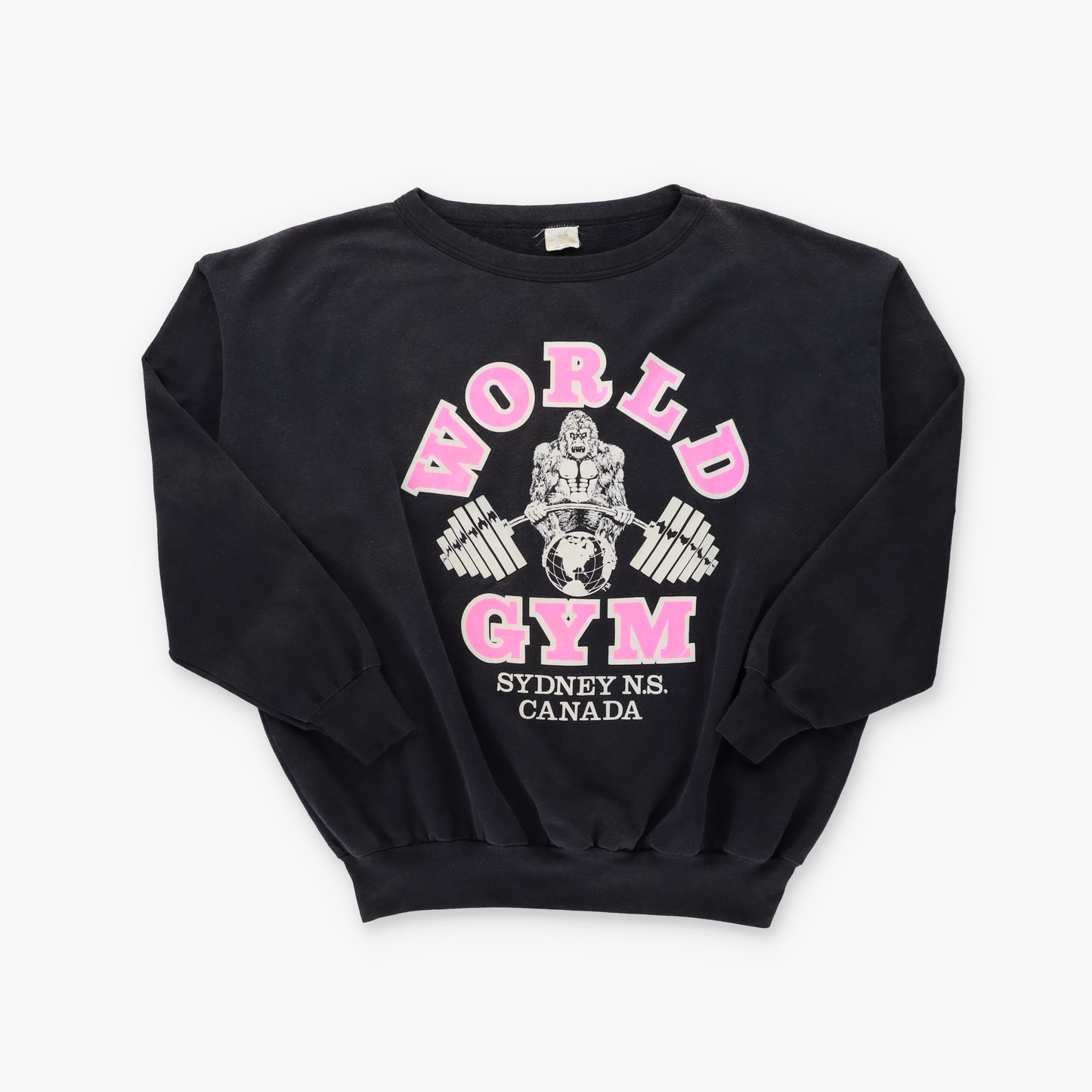 World Gym Gorilla Logo Sydney N.S Canada Pink & Black Double Sided Sweatshirt (XL-XXL)