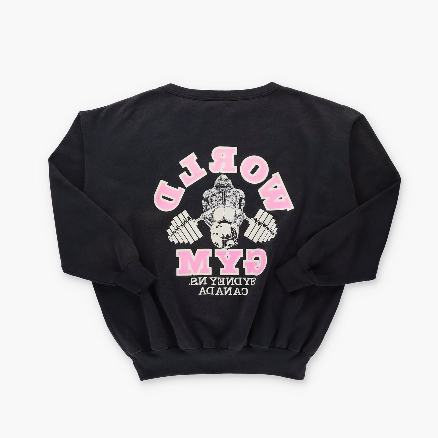 World Gym Gorilla Logo Sydney N.S Canada Pink & Black Double Sided Sweatshirt (XL-XXL)