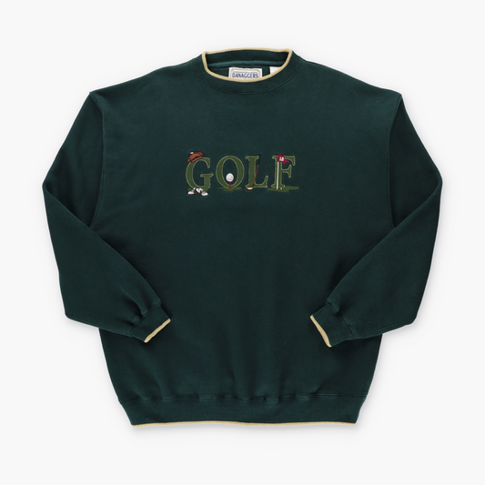 DANAGGERS Golf Dark Green Embroidered Crewneck Sweatshirt (XL-XXL)
