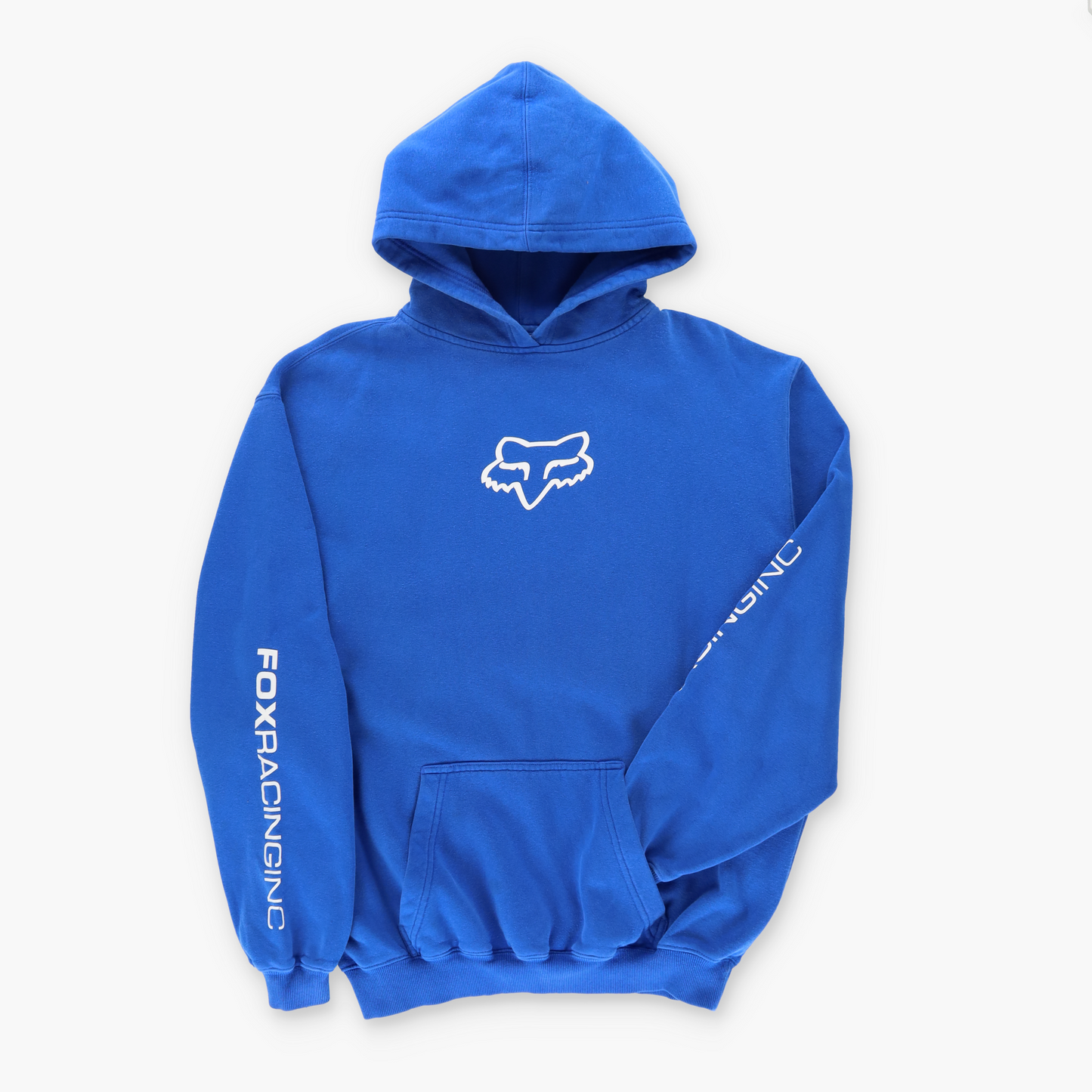 FOX RACING Blue & White Logo Hoodie Sweatshirt (XL TALL)