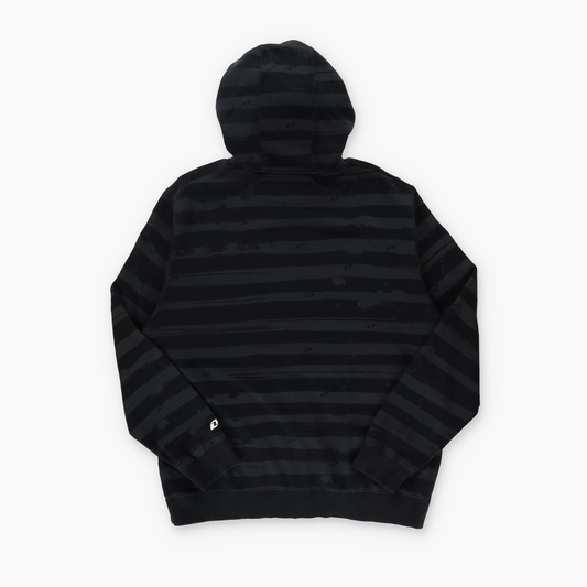 MONSTER ENERGY Bright Green Logo & Black Striped Full Zip Hoodie Sweatshirt (L)