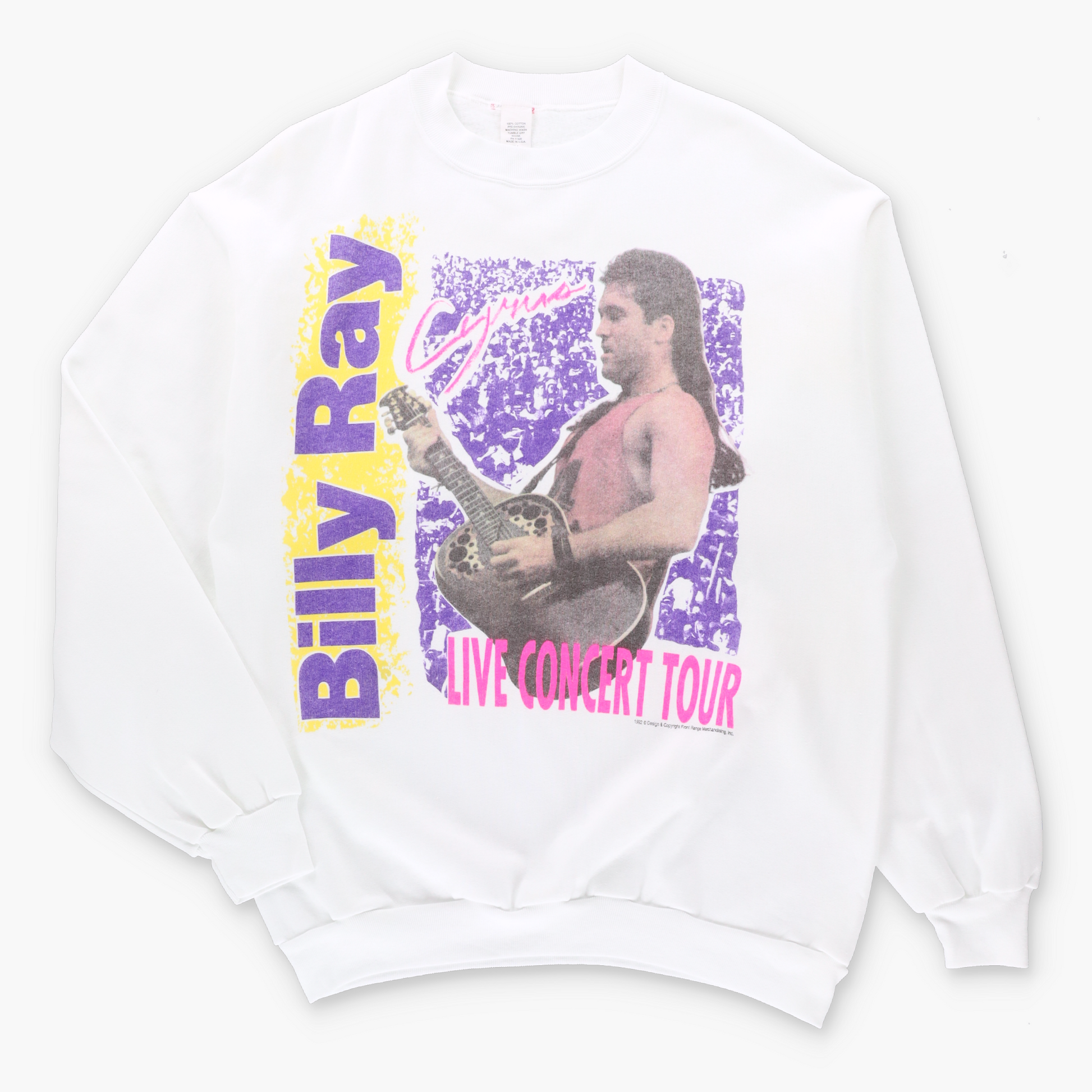 Vintage 1992 Billy Ray Cyrus Tour USA Made White Sweatshirt (L) ***COCO Vintage Sole Melbourne