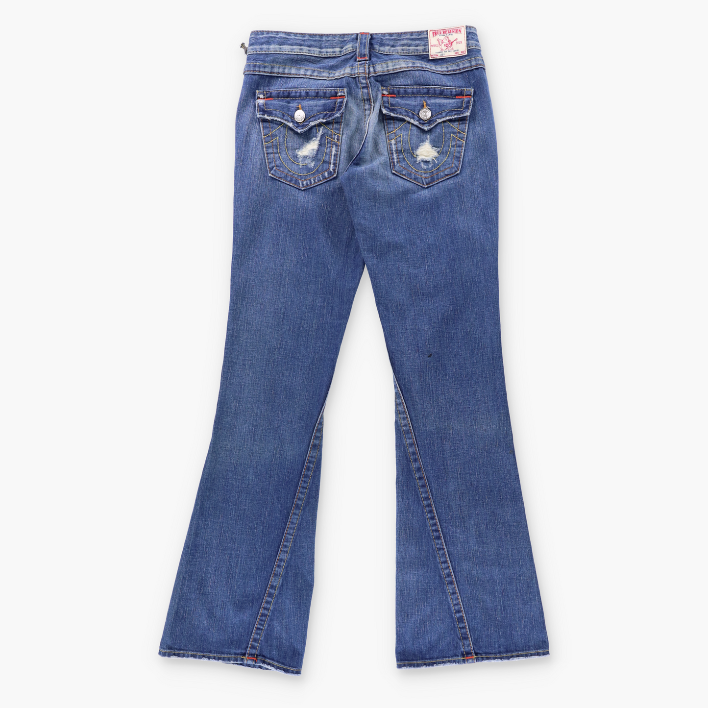 Vintage TRUE RELIGION 'Joey' Low Rise USA Made Distressed Bootcut Jeans With Original Tag (29) ***COCO Vintage Sole Melbourne