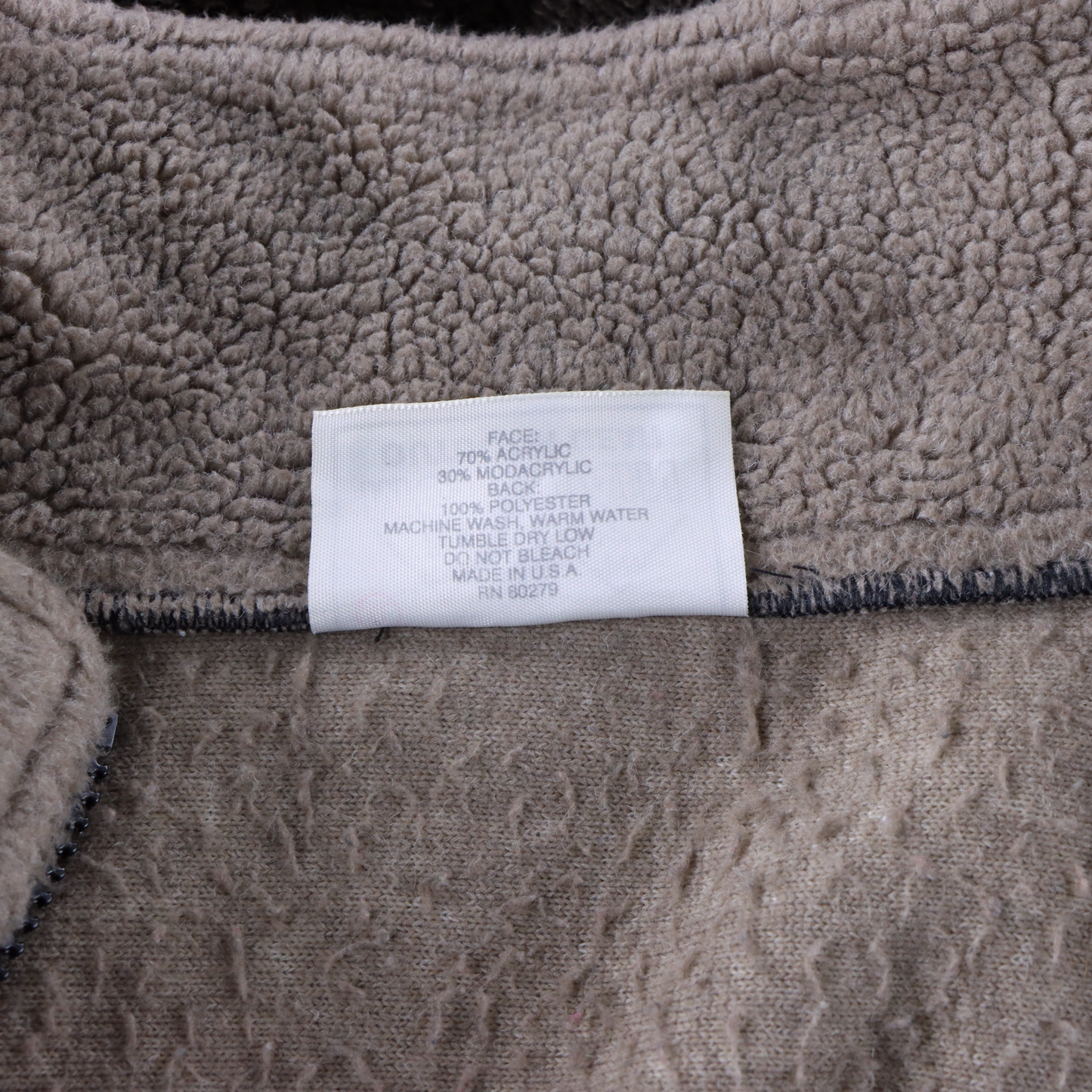BLACK MOUNTAIN Bear Tracks USA Made Beige & Brown Fleece Jacket (XL)