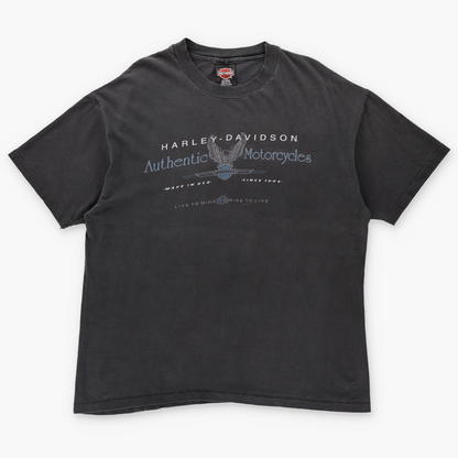 HARLEY DAVIDSON Vintage 1995 Single Stitch 'Kingman Cycle' Arizona USA Made T-Shirt (L-XL)