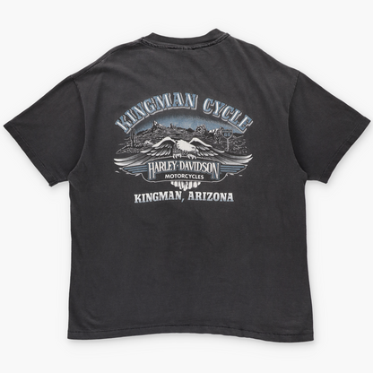 HARLEY DAVIDSON Vintage 1995 Single Stitch 'Kingman Cycle' Arizona USA Made T-Shirt (L-XL)