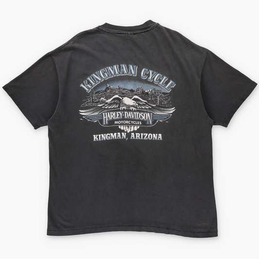 HARLEY DAVIDSON Vintage 1995 Single Stitch 'Kingman Cycle' Arizona USA Made T-Shirt (L-XL)