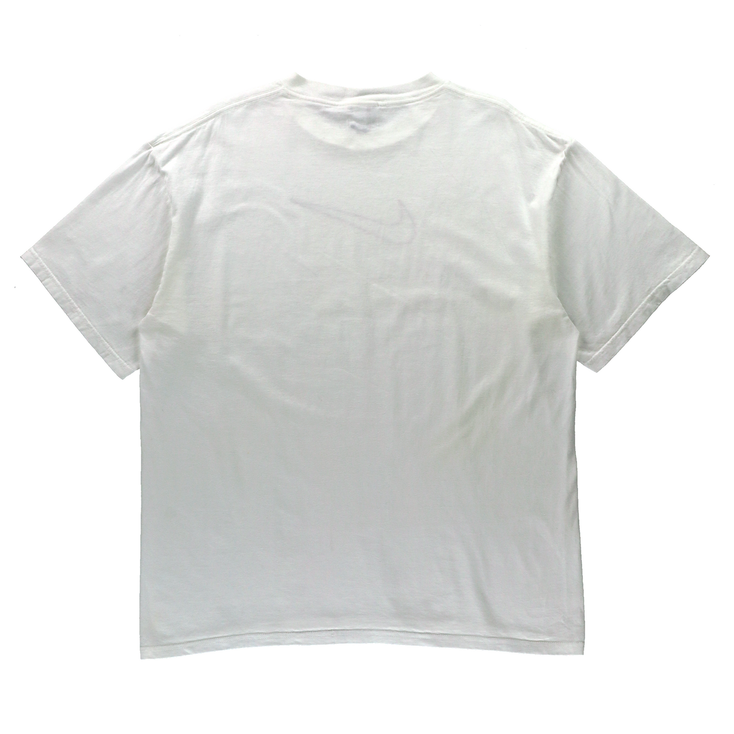 NIKE Red & Navy Big Centre Swoosh Outline White T-Shirt (L)