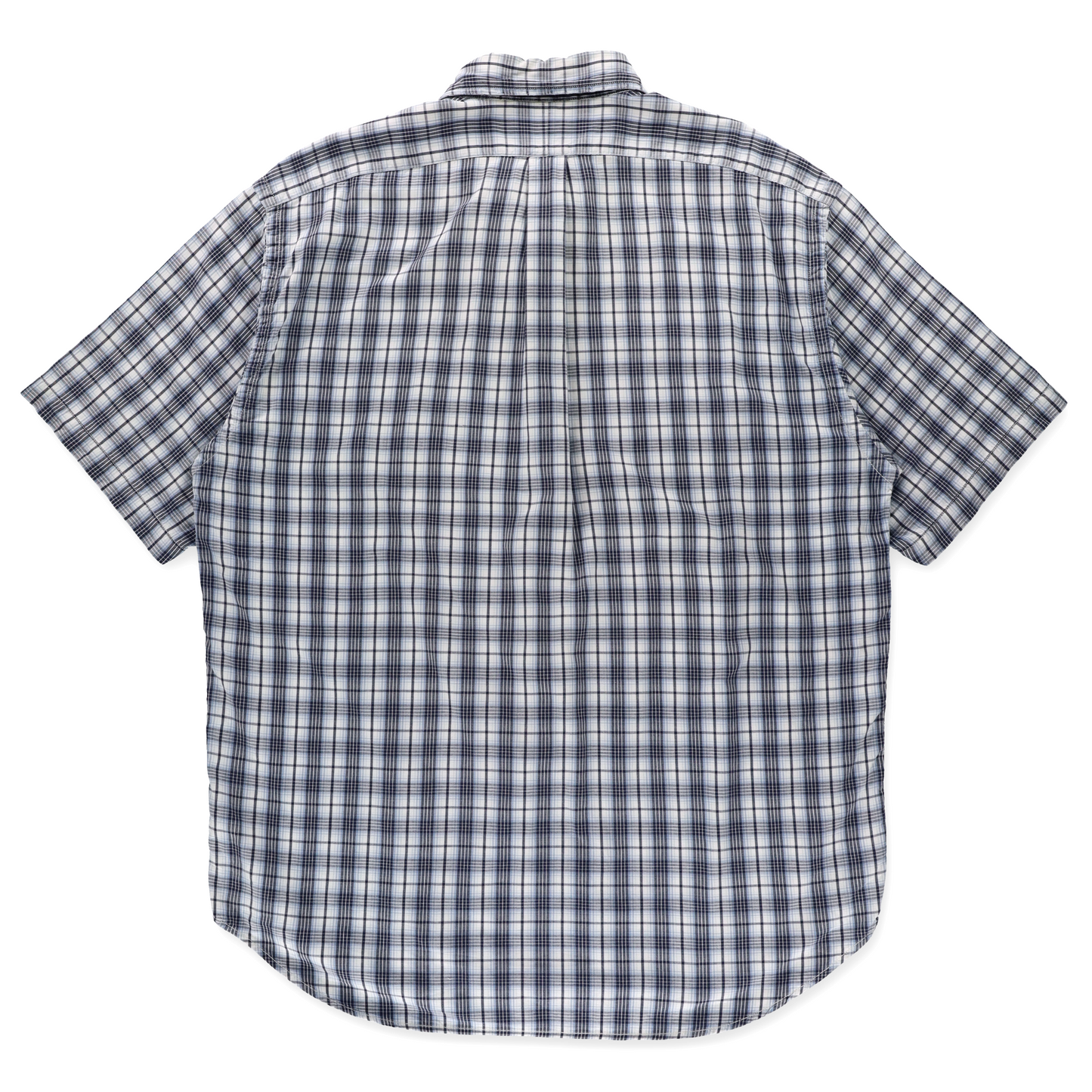 RALPH LAUREN SPORT Blue & White Plaid Short Sleeve Button Up Shirt (L-XL)