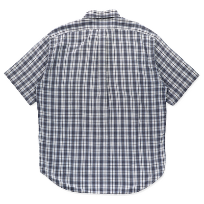 RALPH LAUREN SPORT Blue & White Plaid Short Sleeve Button Up Shirt (L-XL)