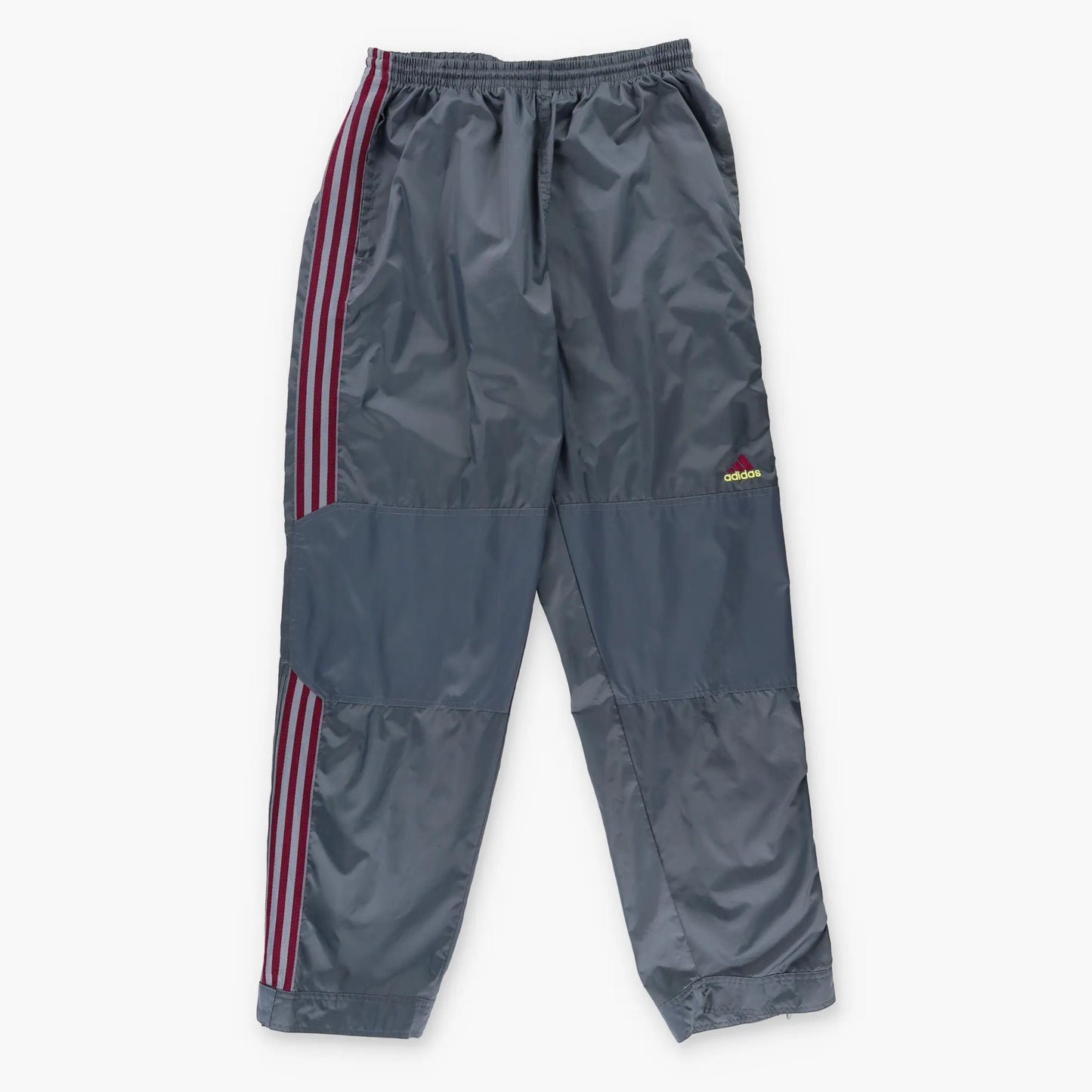 ADIDAS Embroidered Logo 3 Stripe Grey & Burgundy Track Pants (XL) - Vintage Sole Melbourne