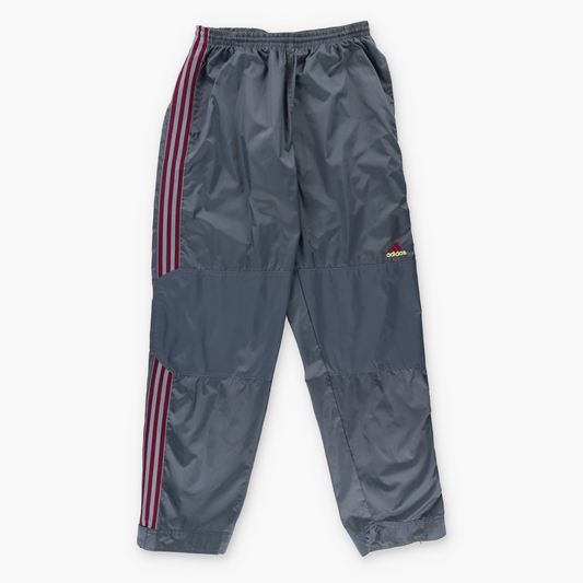 ADIDAS Embroidered Logo 3 Stripe Grey & Burgundy Track Pants (XL)