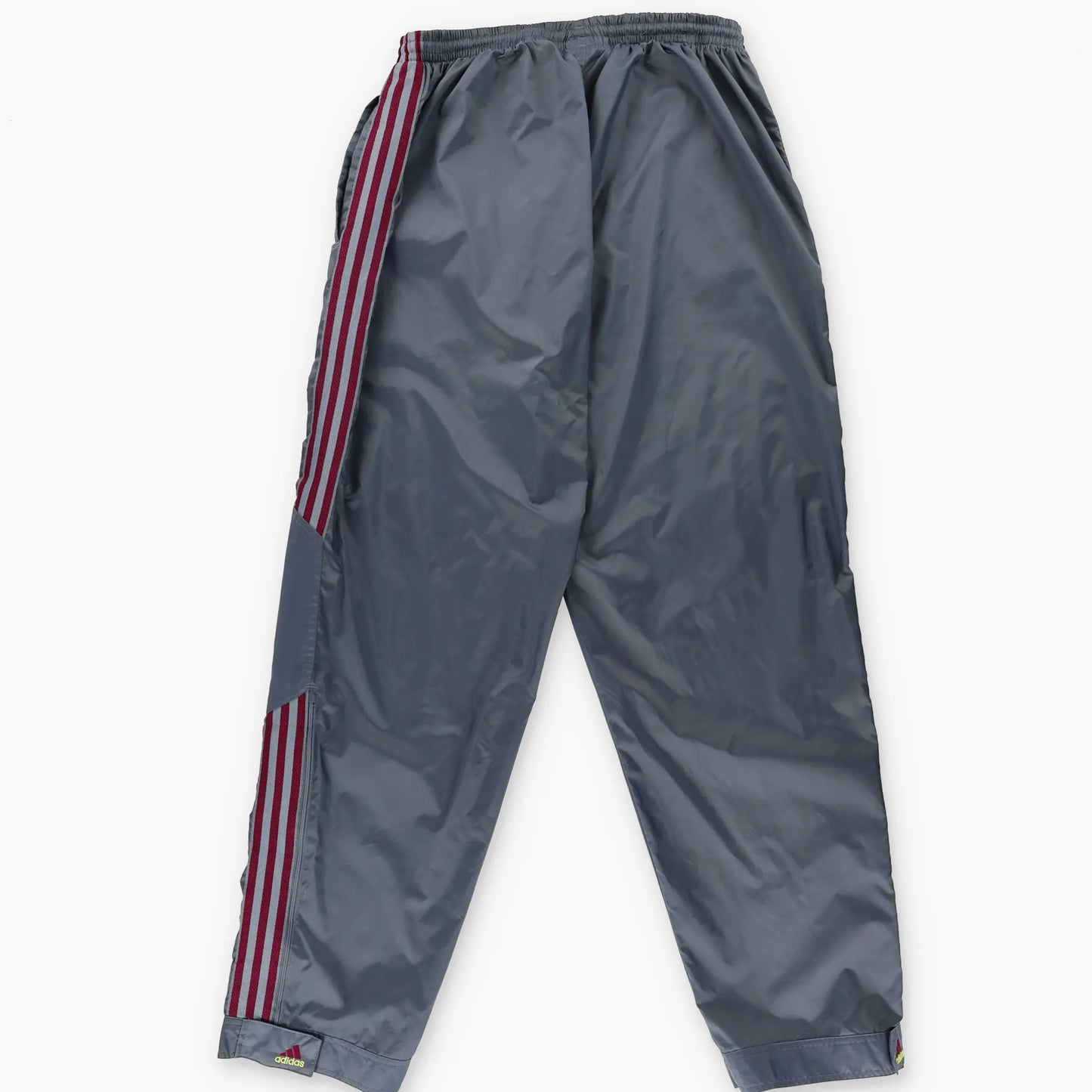 ADIDAS Embroidered Logo 3 Stripe Grey & Burgundy Track Pants (XL) - Vintage Sole Melbourne