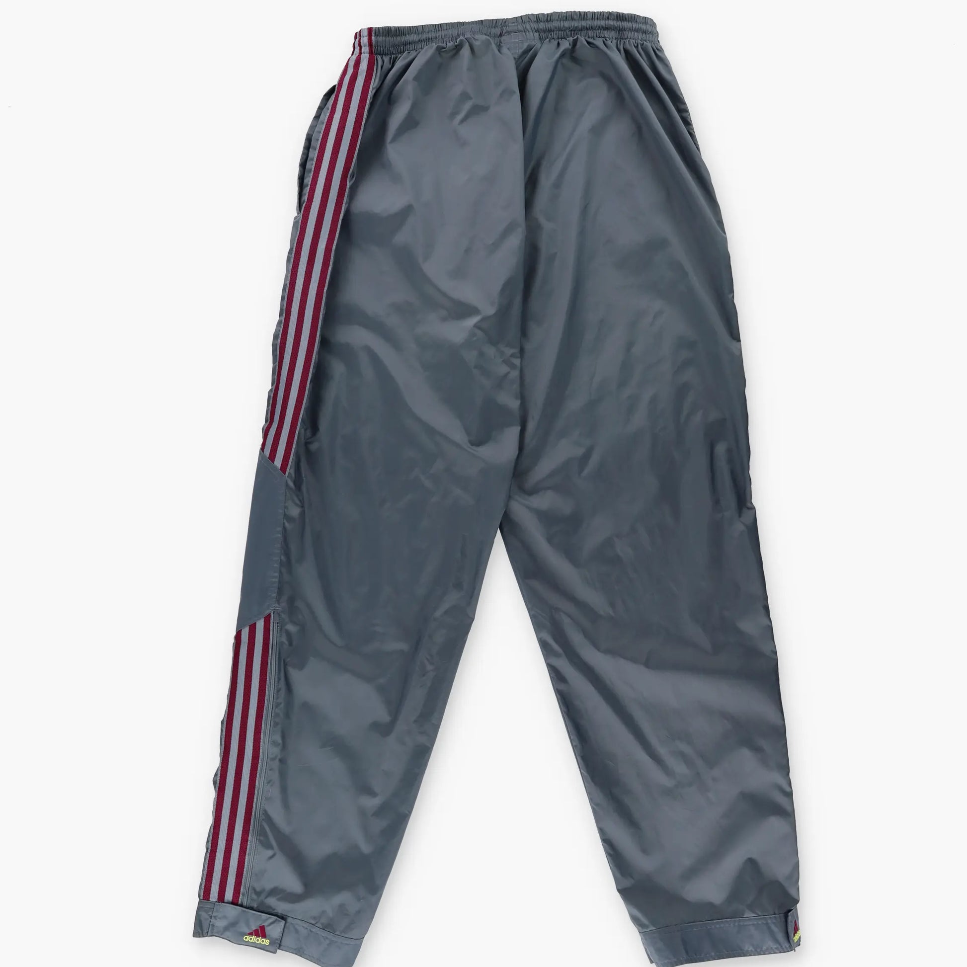 ADIDAS Embroidered Logo 3 Stripe Grey & Burgundy Track Pants (XL) - Vintage Sole Melbourne