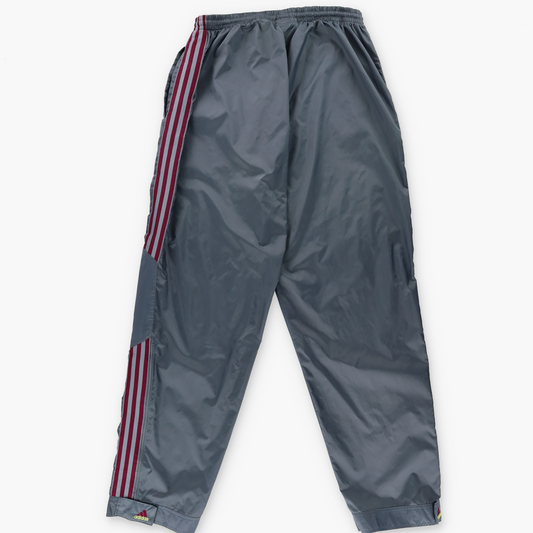 ADIDAS Embroidered Logo 3 Stripe Grey & Burgundy Track Pants (XL)