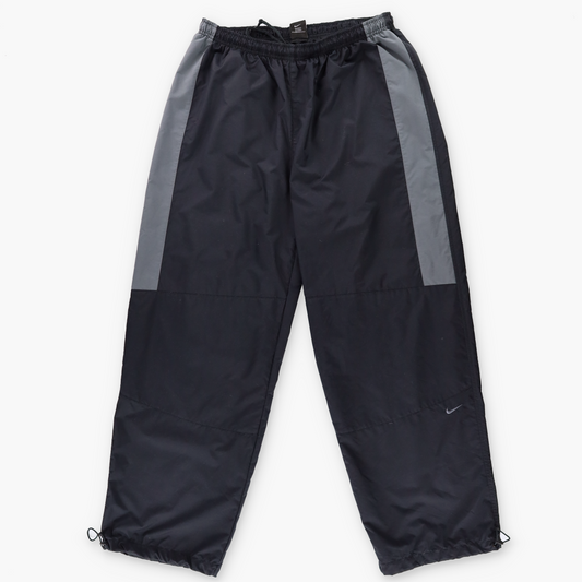 NIKE Small Embroidered Swoosh Grey Stripe Black Track Pants (XL)