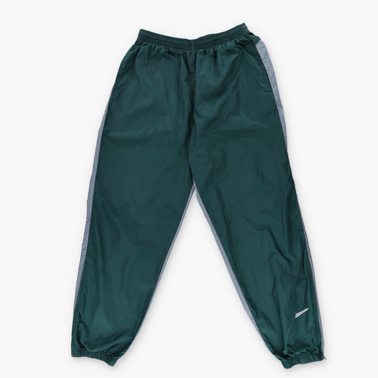 NIKE Embroidered Spell Out Logo Green & Grey Colour Block Track Pants (L)
