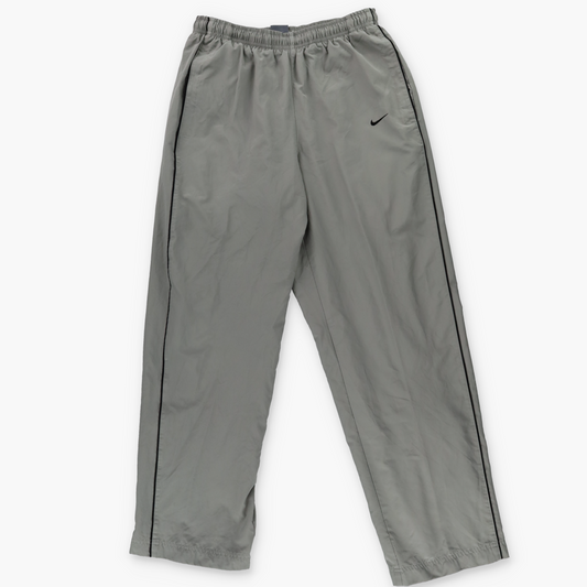 NIKE Embroidered Swoosh Black Stripe Grey Lined Track Pants (S)