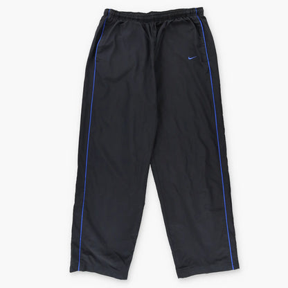 NIKE Embroidered Swoosh Blue Stripe Black Track Pants (XL) - Vintage Sole Melbourne