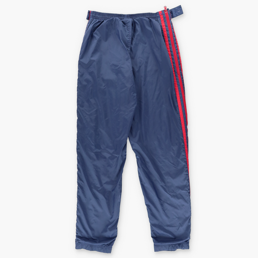 ADIDAS 3 Stripe Embroidered Logo Full Side Zip Navy & Red Track Pants (S-M)