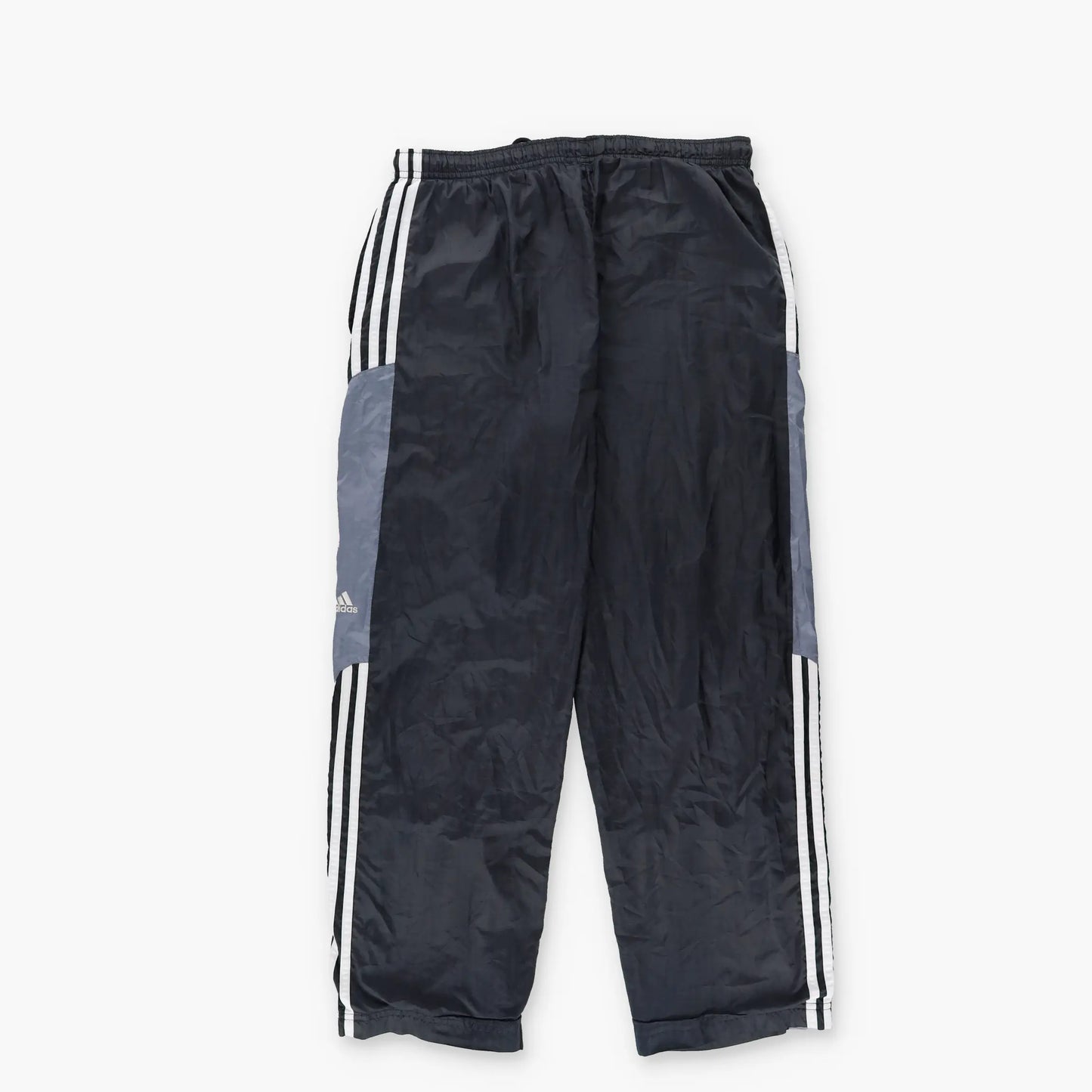 ADIDAS Embroidered Logo 3 Stripe Grey Panel Black Track Pants (XS-S) - Vintage Sole Melbourne