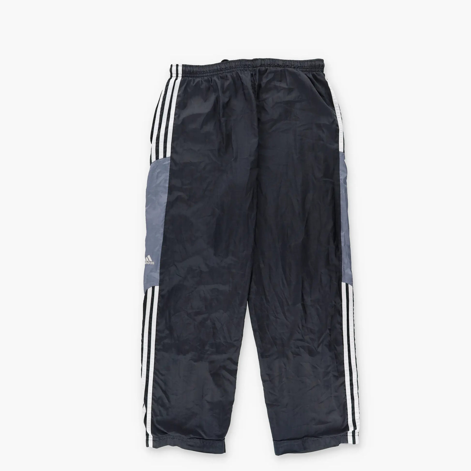 ADIDAS Embroidered Logo 3 Stripe Grey Panel Black Track Pants (XS-S) - Vintage Sole Melbourne