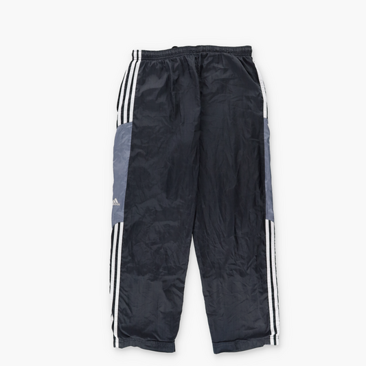 ADIDAS Embroidered Logo 3 Stripe Grey Panel Black Track Pants (XS-S)