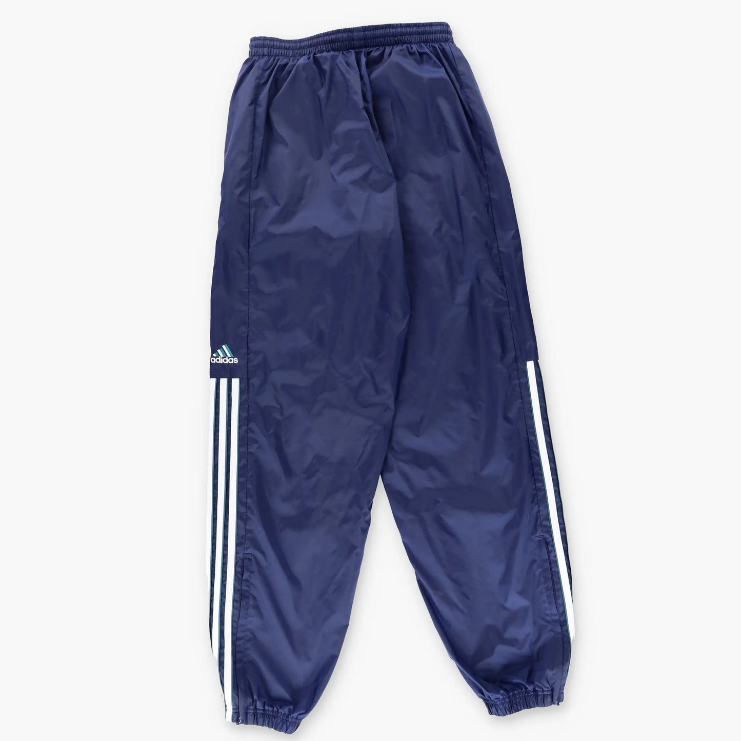 ADIDAS 3 Stripe Embroidered Logo Cuffed Navy Track Pants (S-M) - Vintage Sole Melbourne